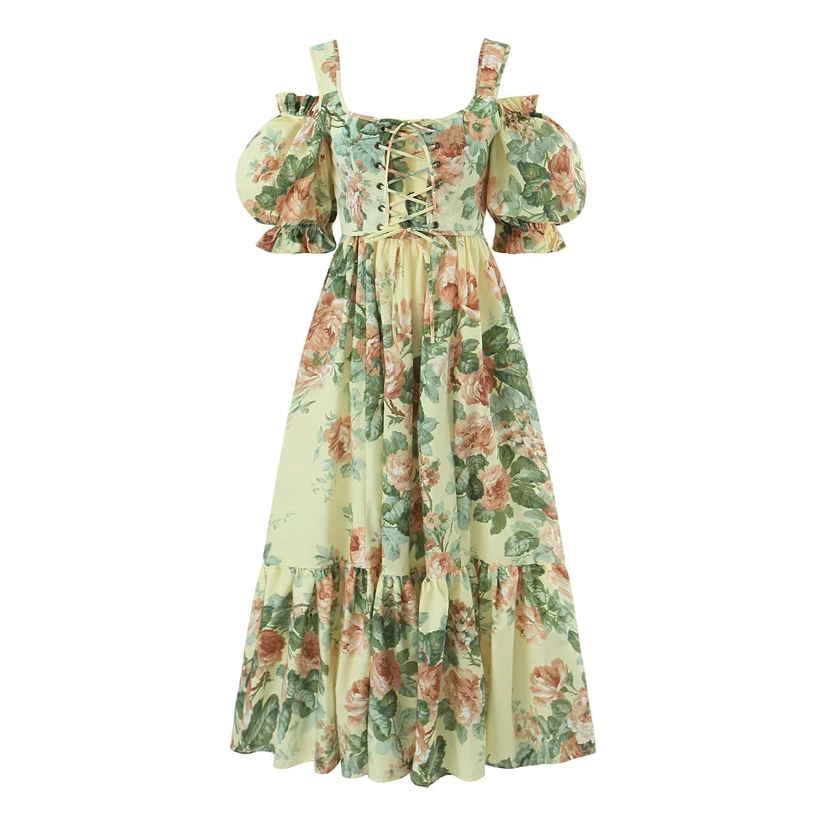 Angela Puff Sleeve Tiered Dress