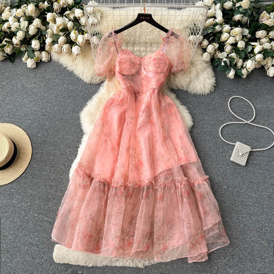 Elliana Puff Sleeve Organza Dress