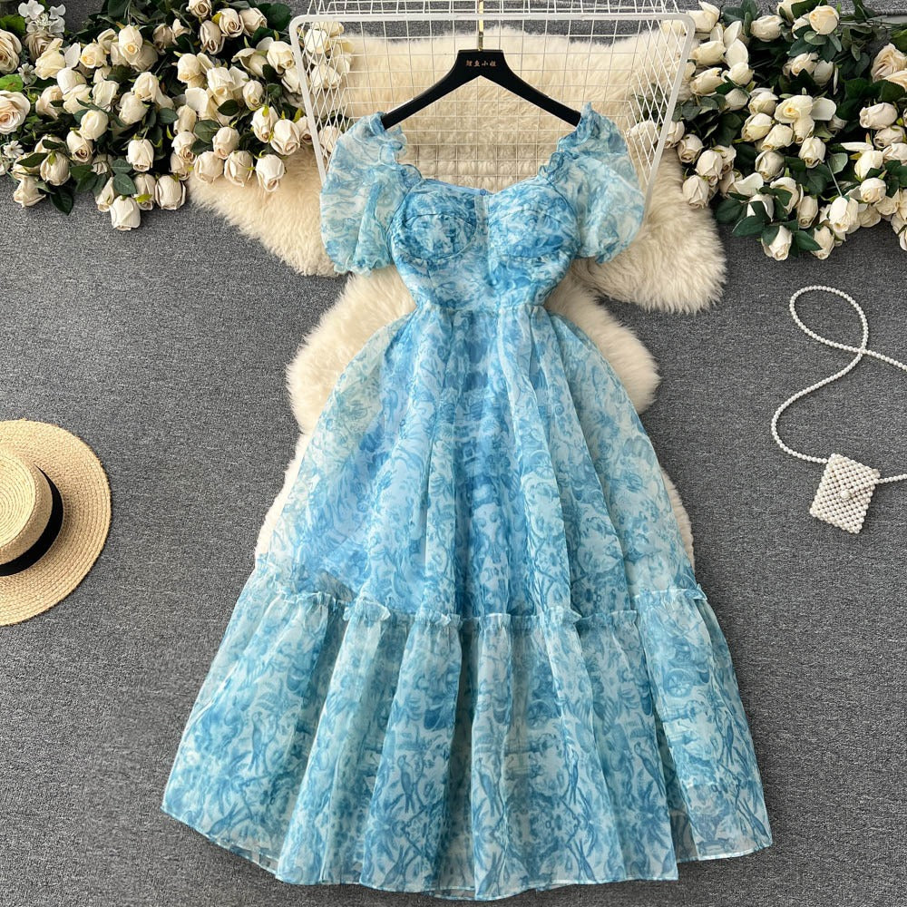 Elliana Puff Sleeve Organza Dress