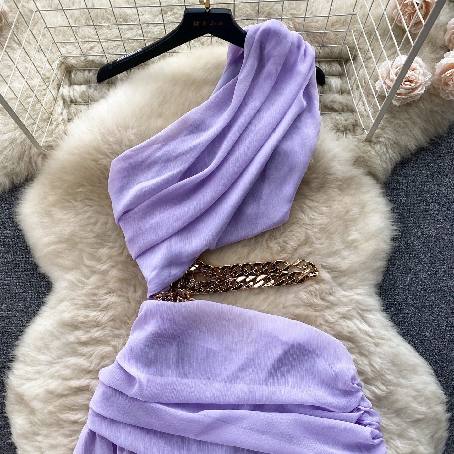 Milana One Shoulder Chiffon Dress