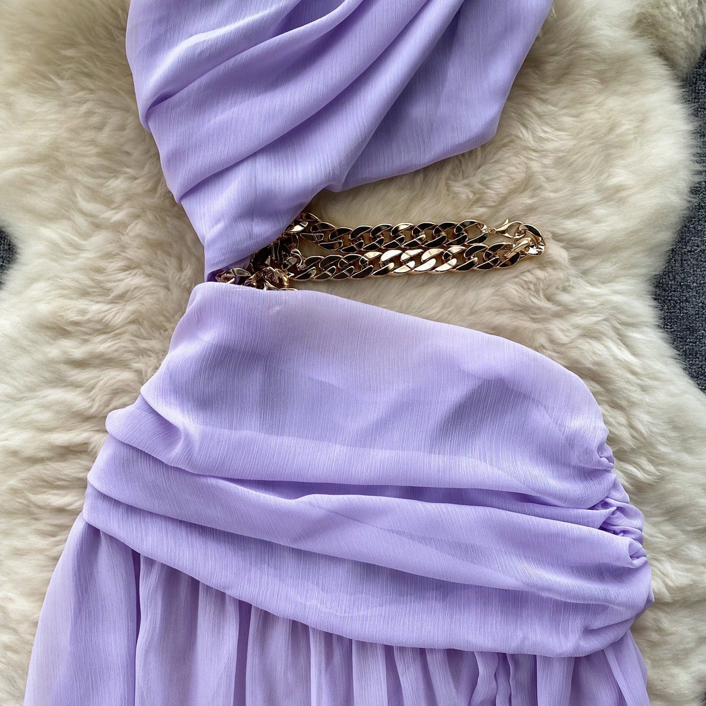 Milana One Shoulder Chiffon Dress