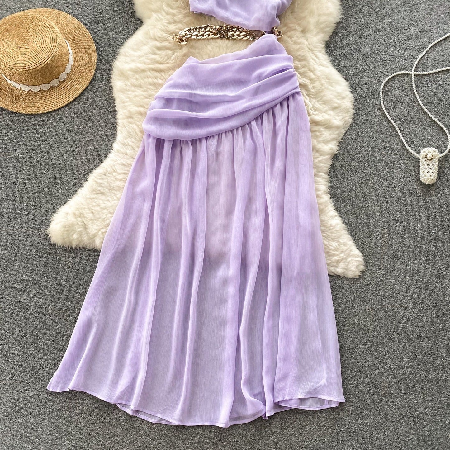 Milana One Shoulder Chiffon Dress