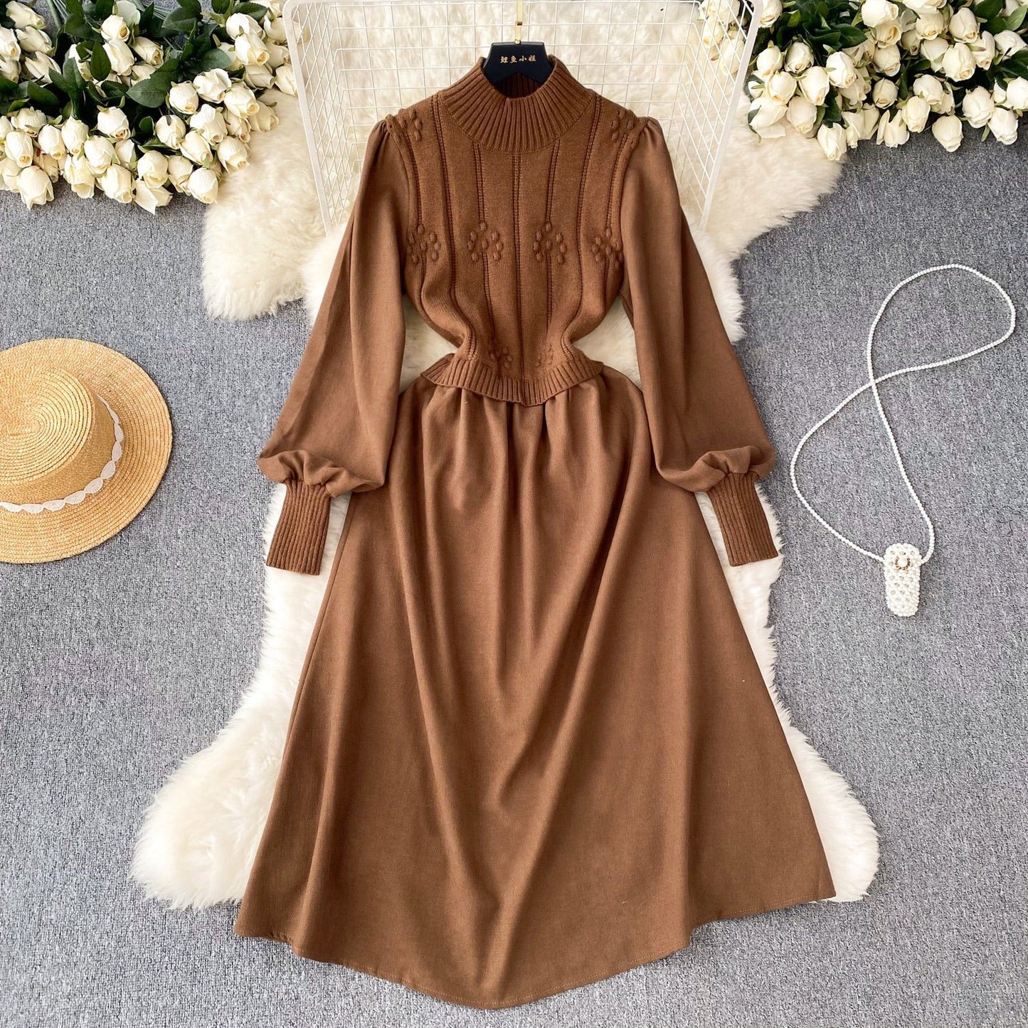 Estella Puff Sleeve Knit Dress