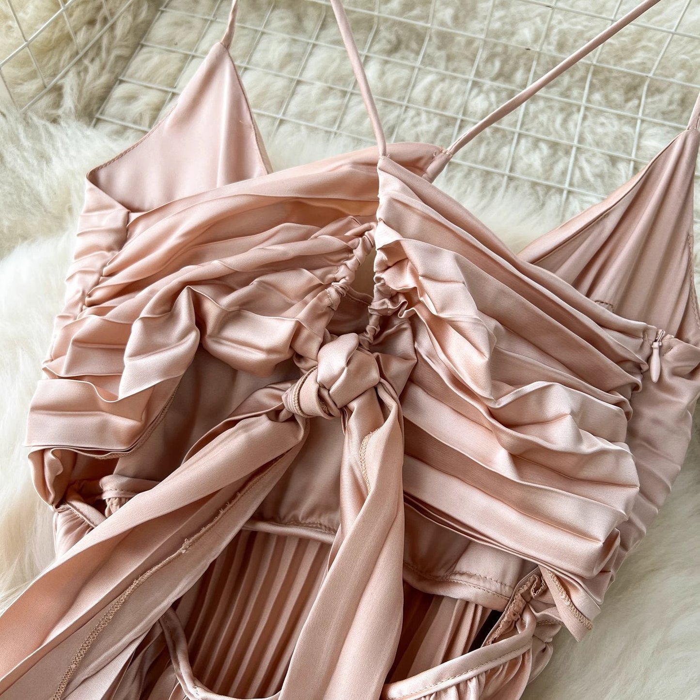 Cassandra Pleated Open Back Dress
