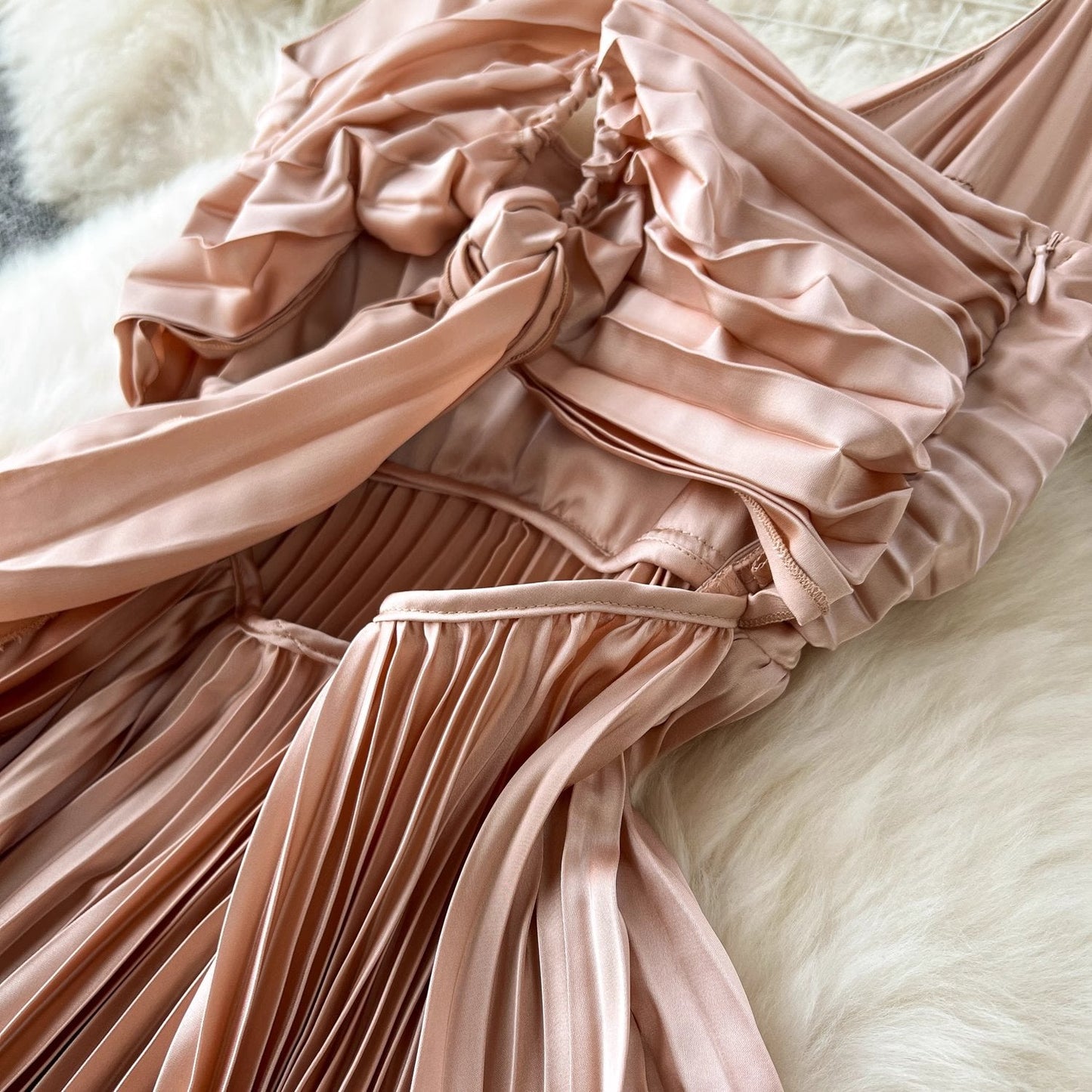 Cassandra Pleated Open Back Dress