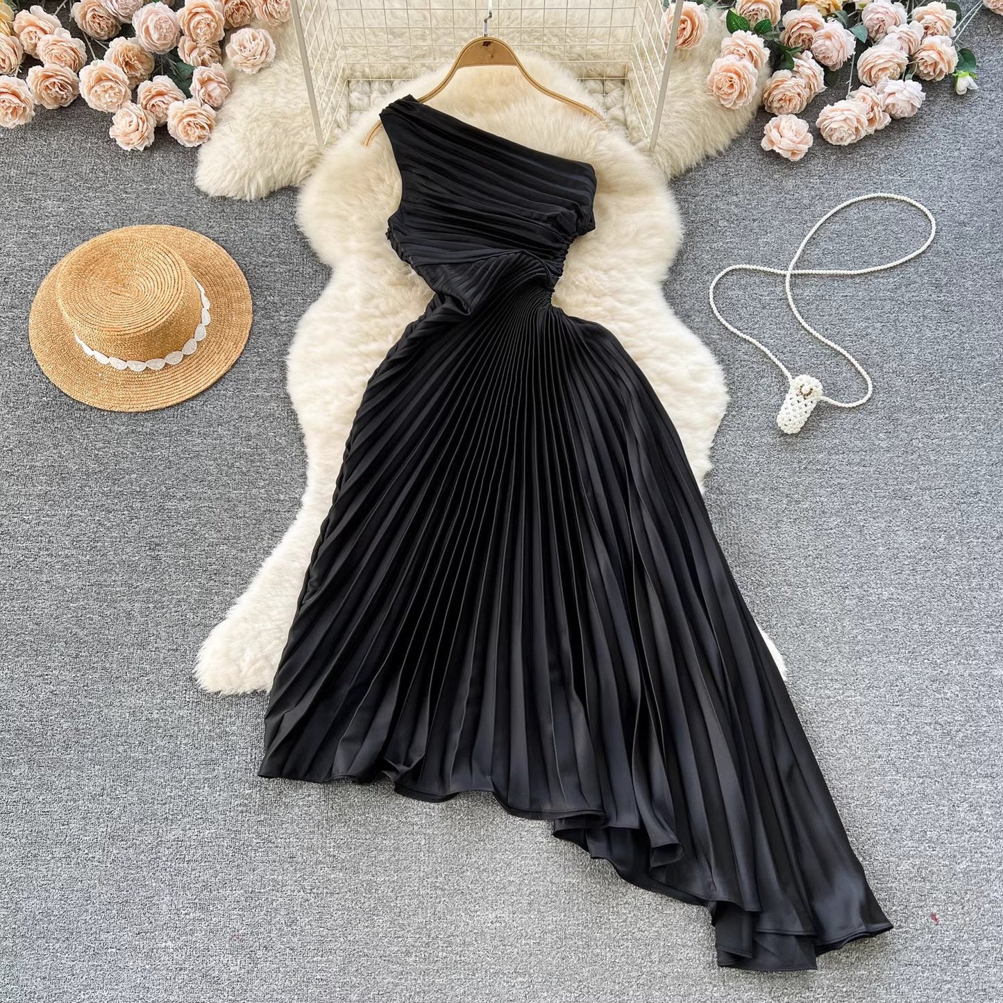 Alena Pleated One Shoulder Dress