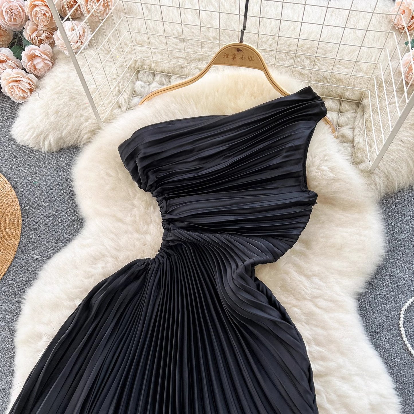 Alena Pleated One Shoulder Dress