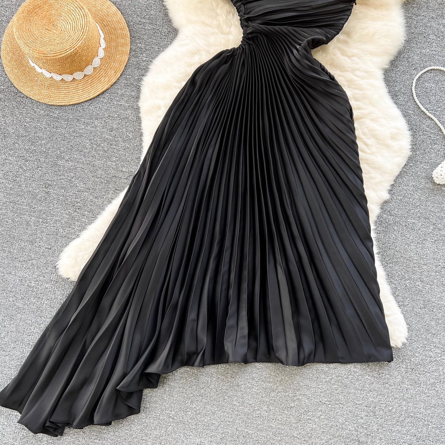 Alena Pleated One Shoulder Dress