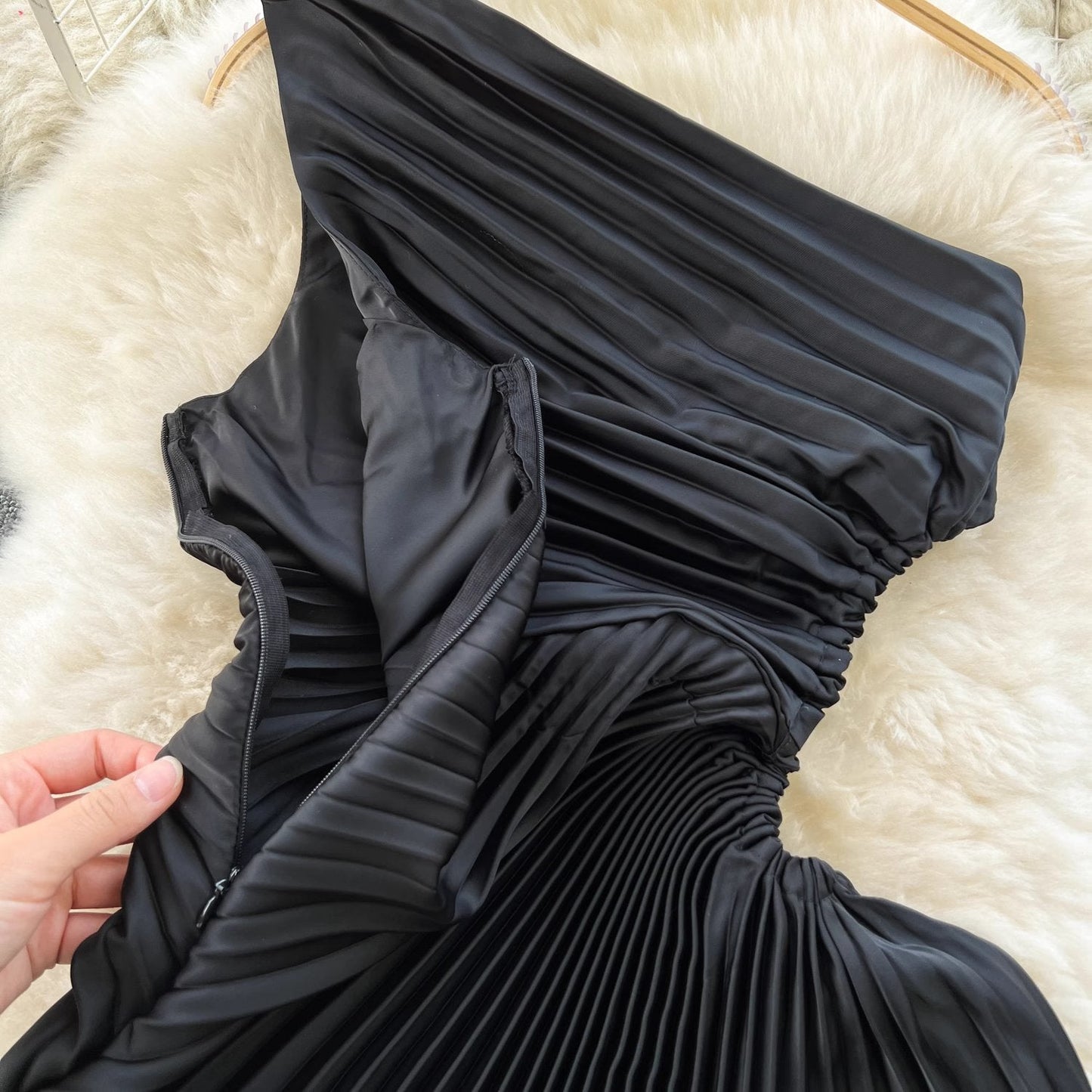 Alena Pleated One Shoulder Dress