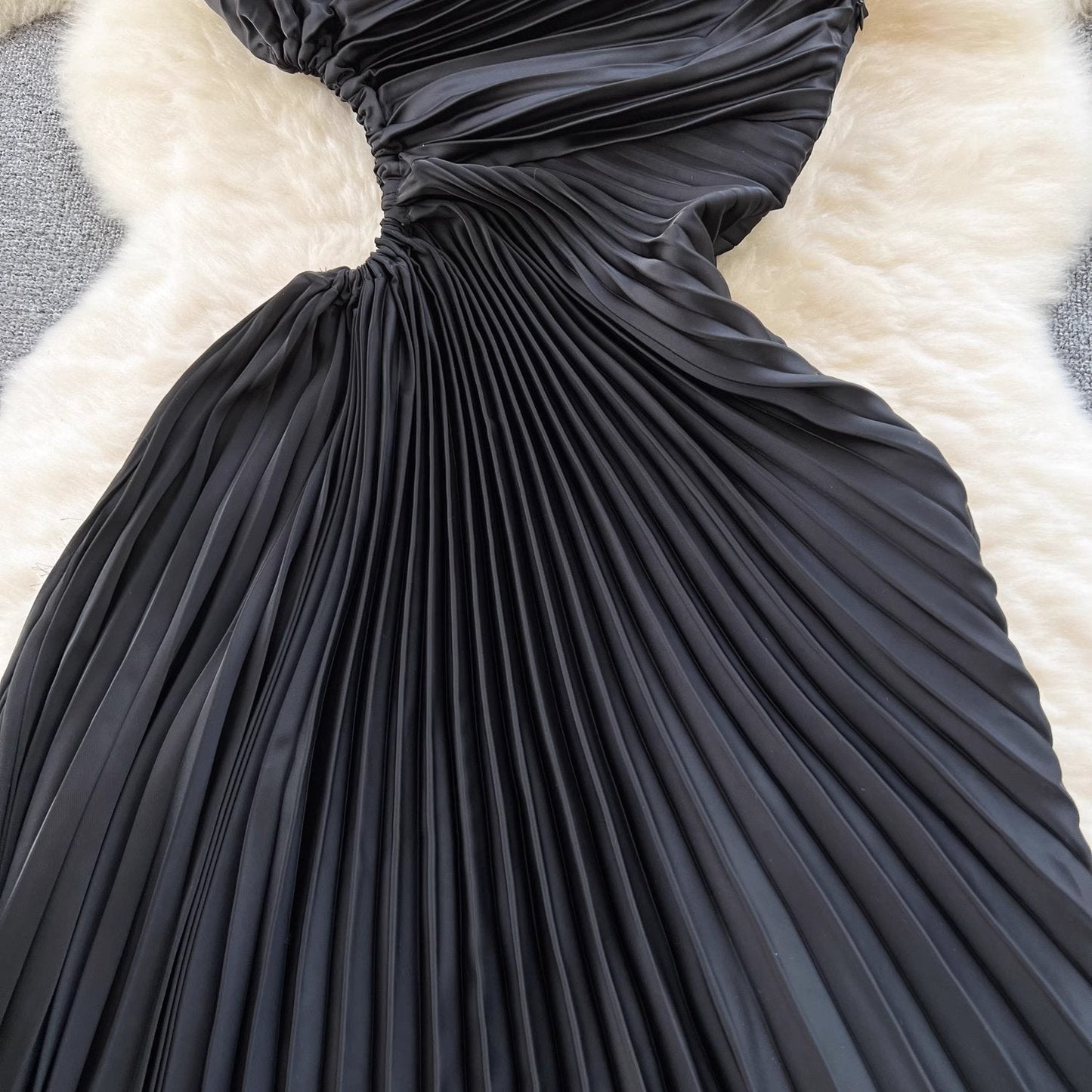 Alena Pleated One Shoulder Dress