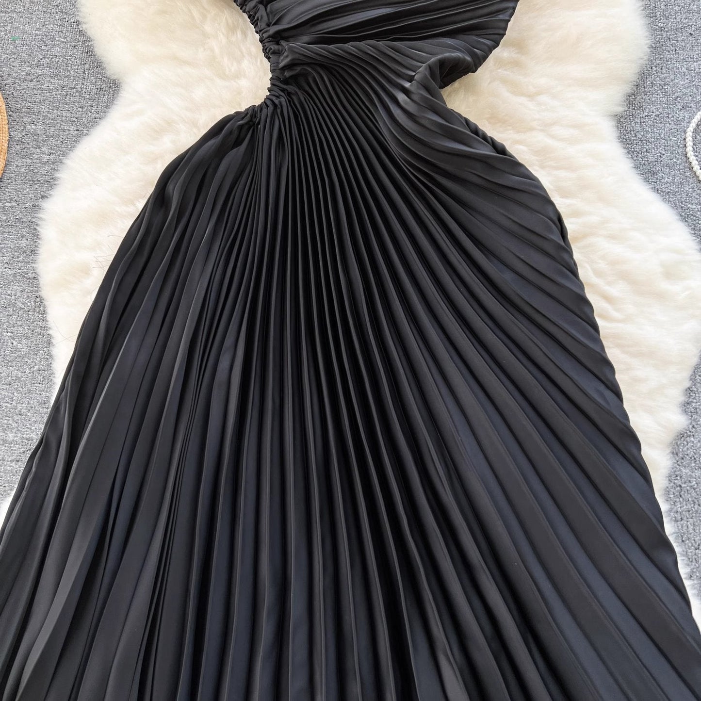 Alena Pleated One Shoulder Dress