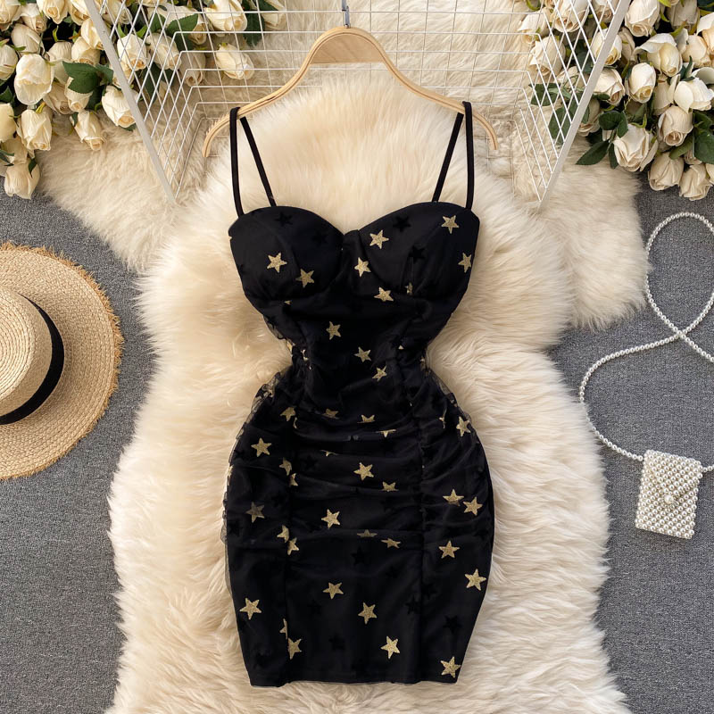 Elisa Ruched Mesh Dress