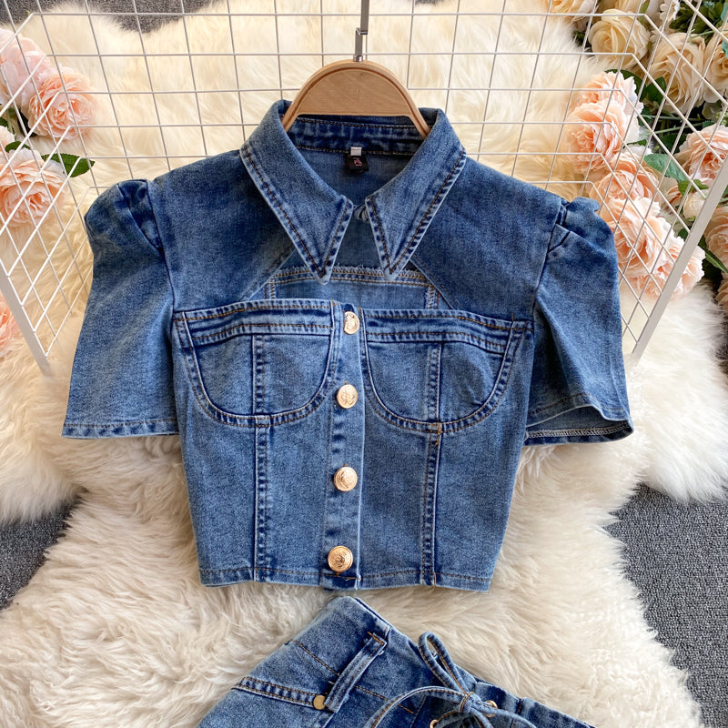Claire Denim Two Piece Set