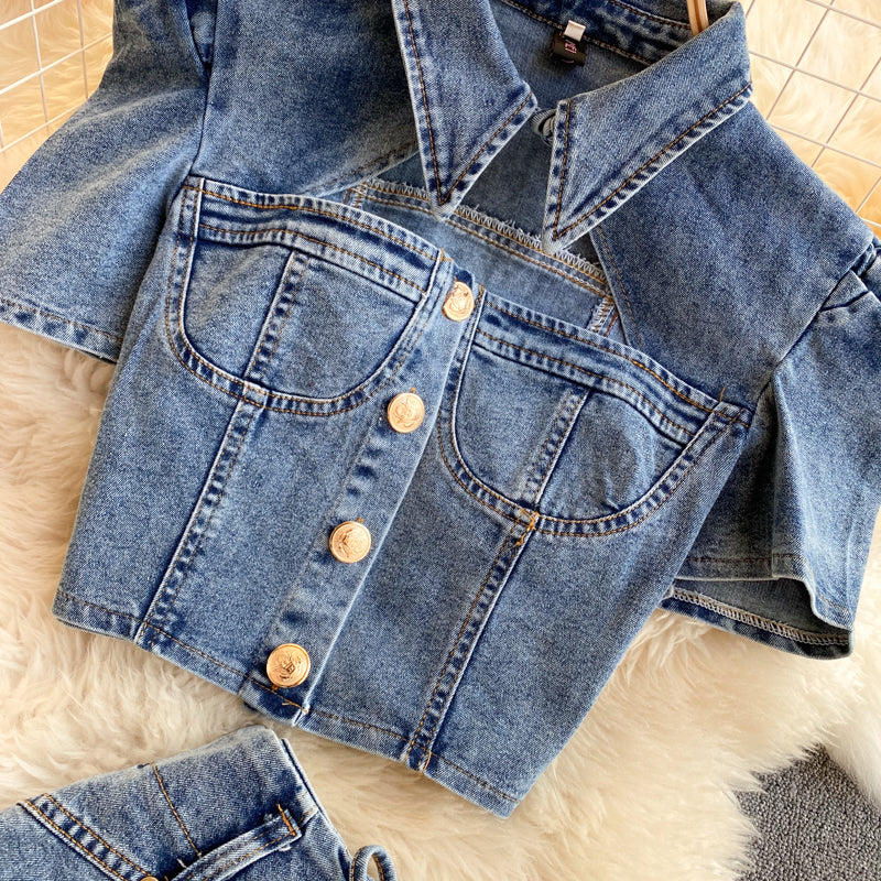 Claire Denim Two Piece Set