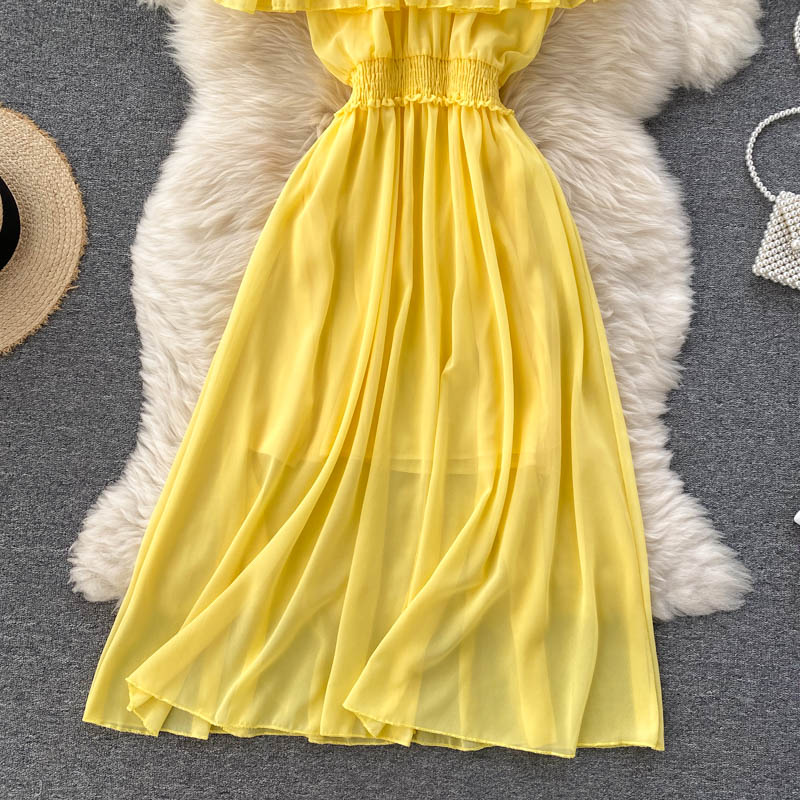 Rose Off-Shoulder Shirred Waist Dress
