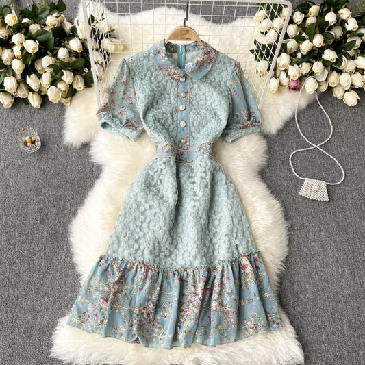 Allison Embroidered Puff Sleeve Dress
