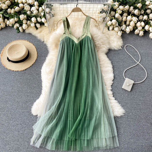 Cali Pleated Mesh Dress