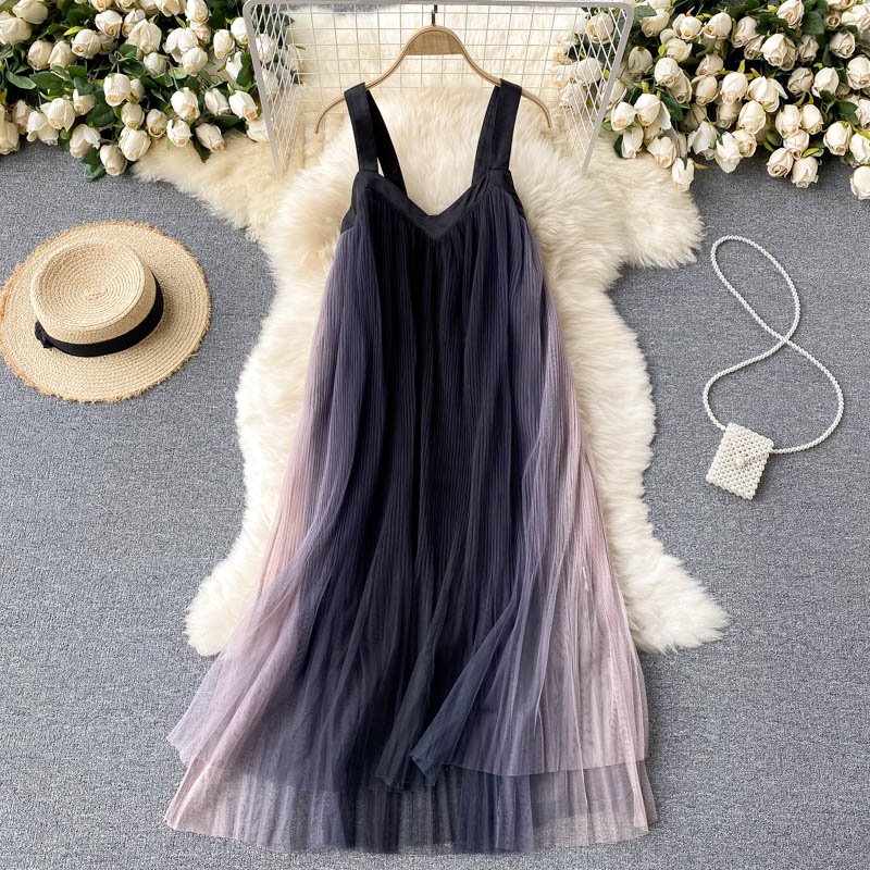 Cali Pleated Mesh Dress