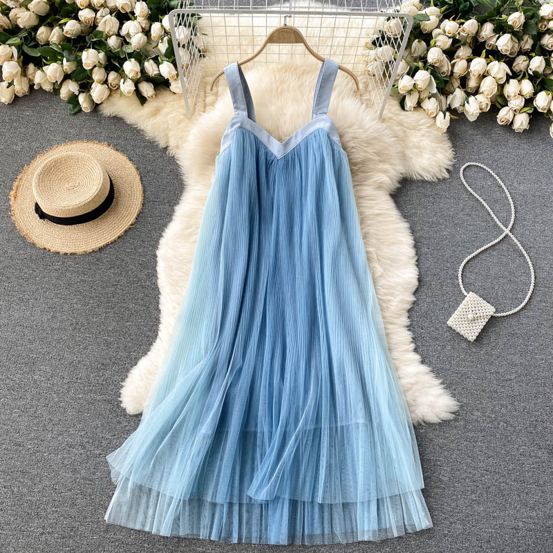 Cali Pleated Mesh Dress