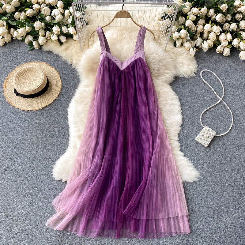 Cali Pleated Mesh Dress
