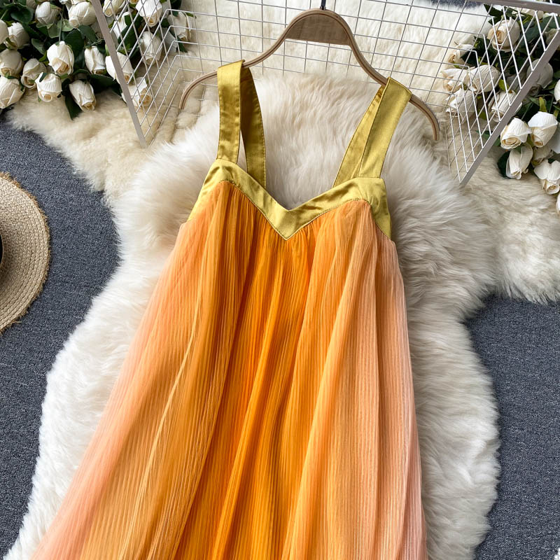 Cali Pleated Mesh Dress