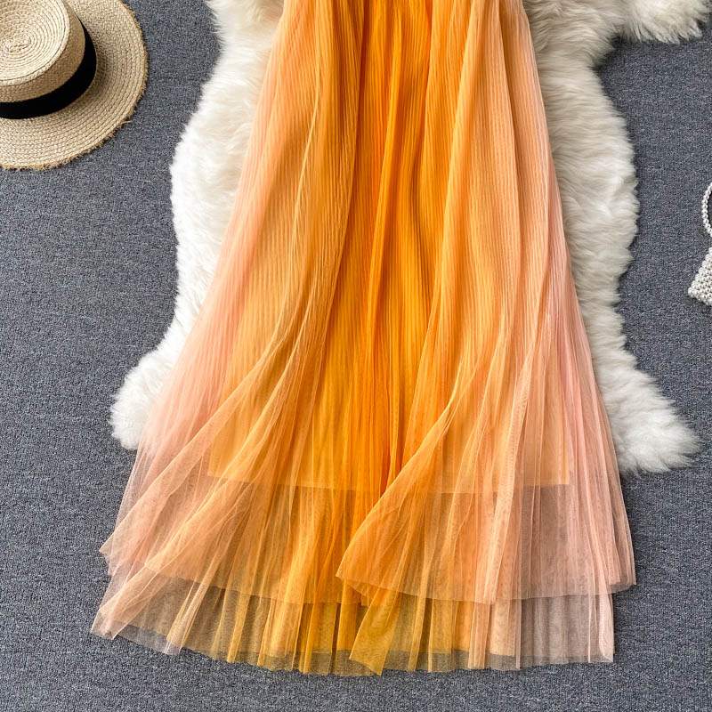Cali Pleated Mesh Dress