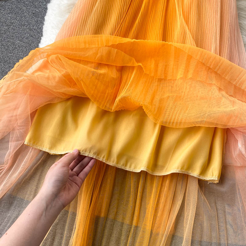 Cali Pleated Mesh Dress