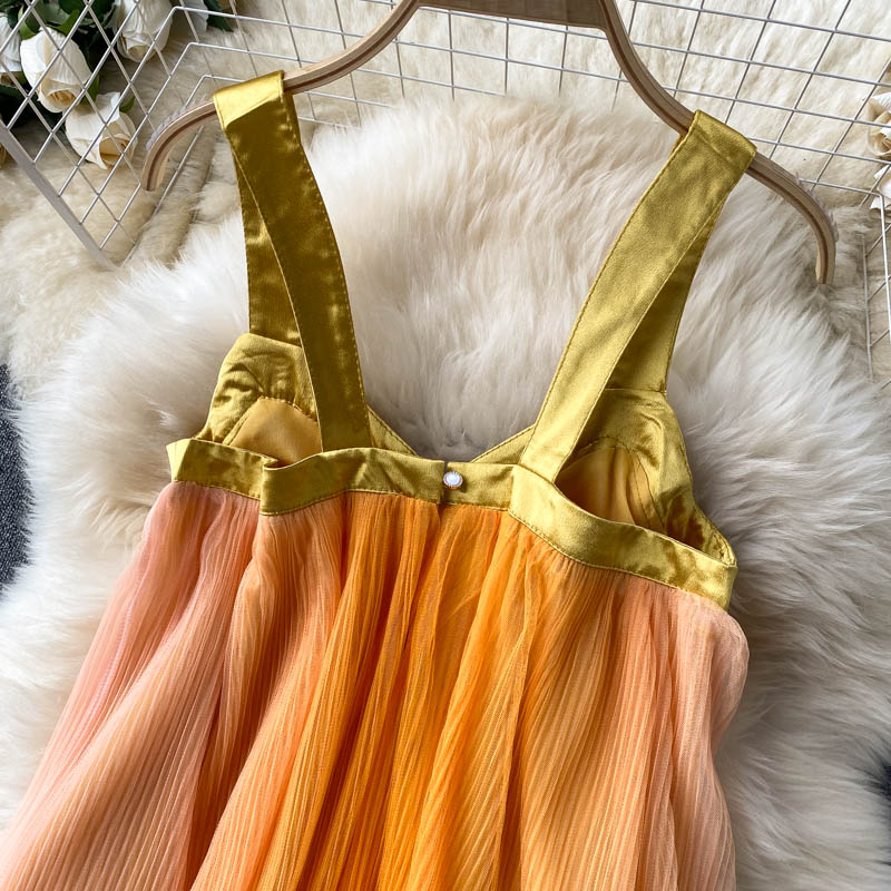 Cali Pleated Mesh Dress