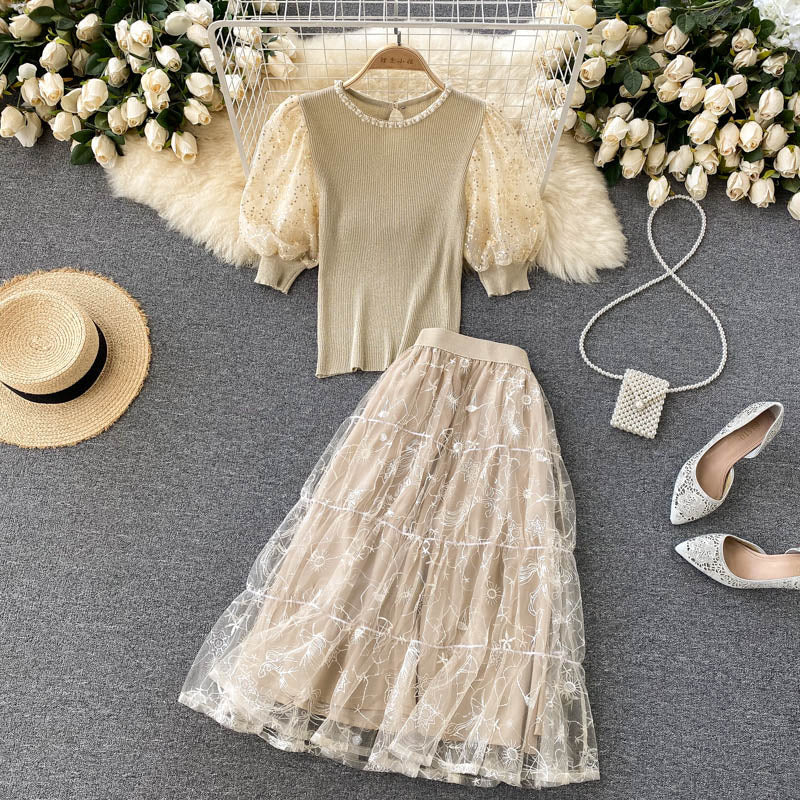 Luciana Two Piece Embroidered Knit Set
