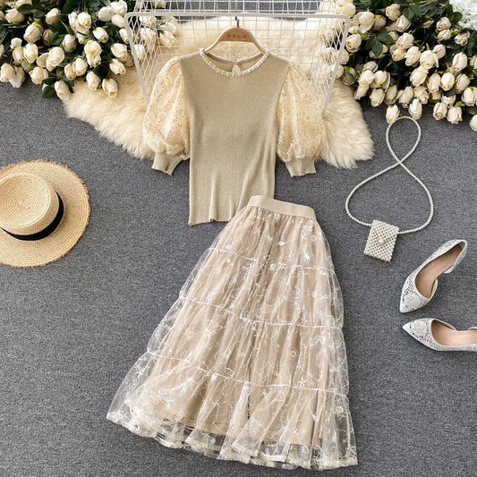 Luciana Two Piece Embroidered Knit Set