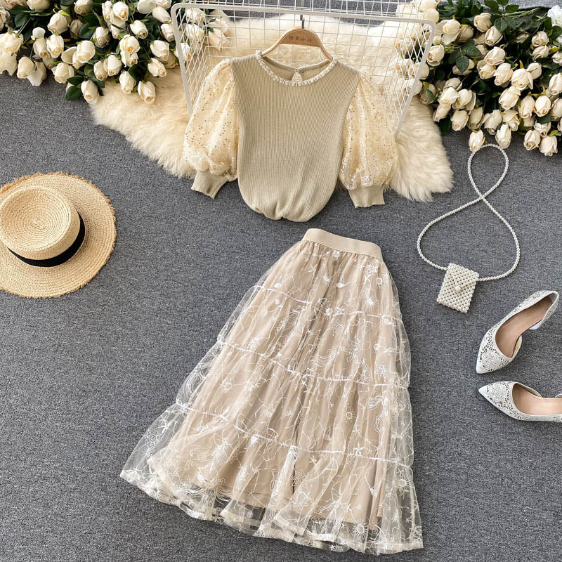 Luciana Two Piece Embroidered Knit Set