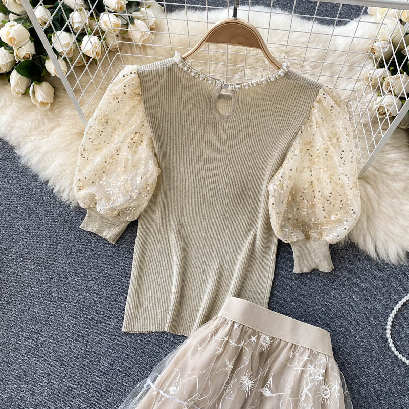 Luciana Two Piece Embroidered Knit Set