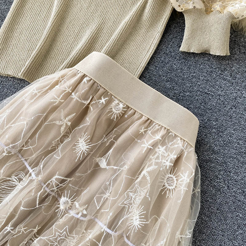 Luciana Two Piece Embroidered Knit Set