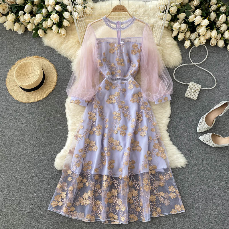 Tiffany Embroidered Mesh Dress