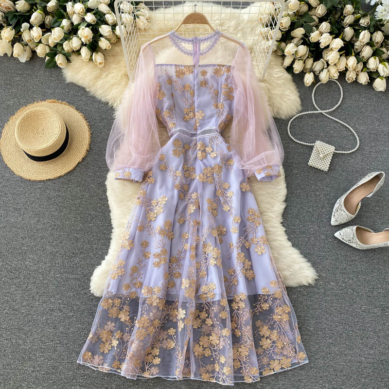 Tiffany Embroidered Mesh Dress