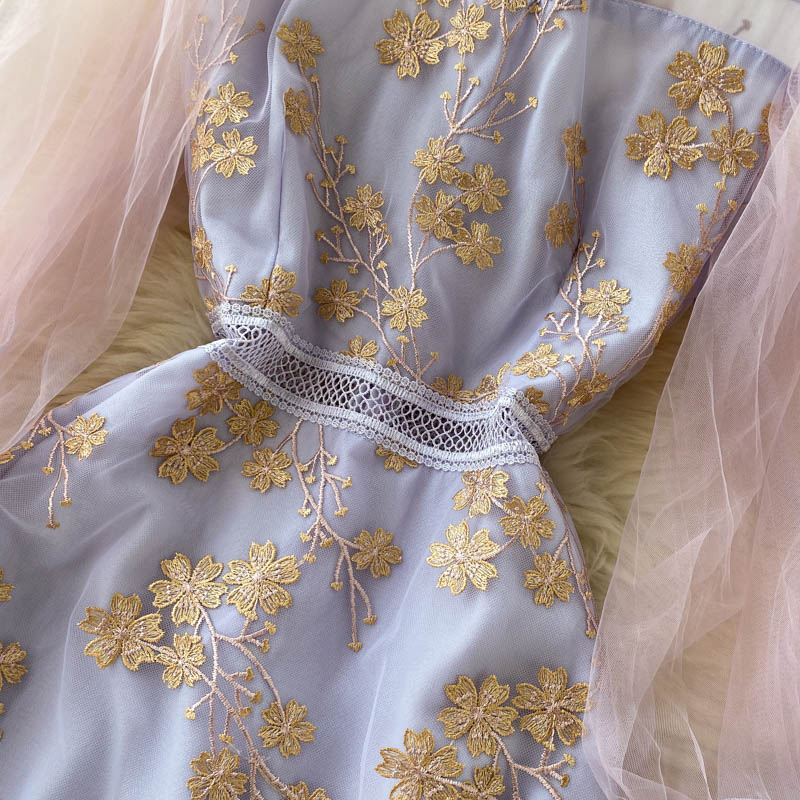 Tiffany Embroidered Mesh Dress
