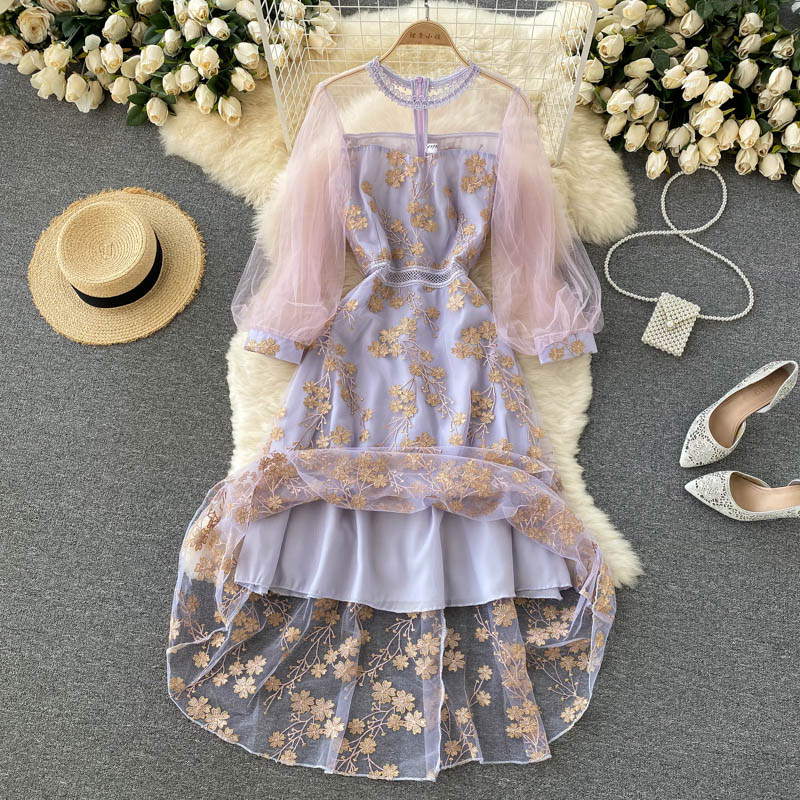 Tiffany Embroidered Mesh Dress