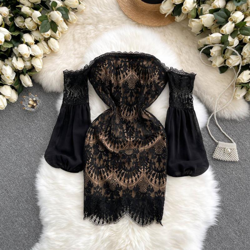 Kamila Off-Shoulder Puff Sleeve Lace Dress