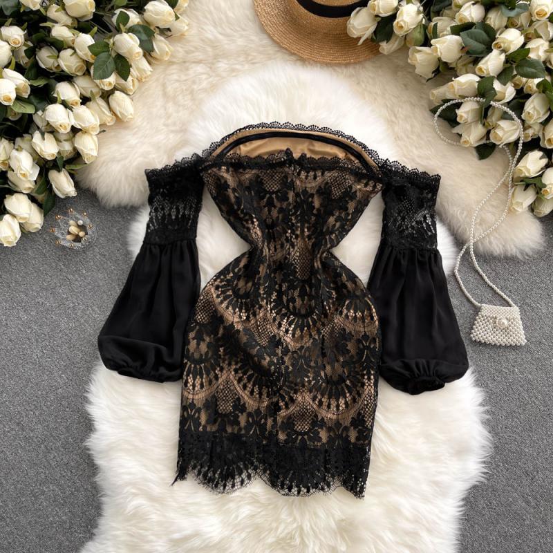 Kamila Off-Shoulder Puff Sleeve Lace Dress