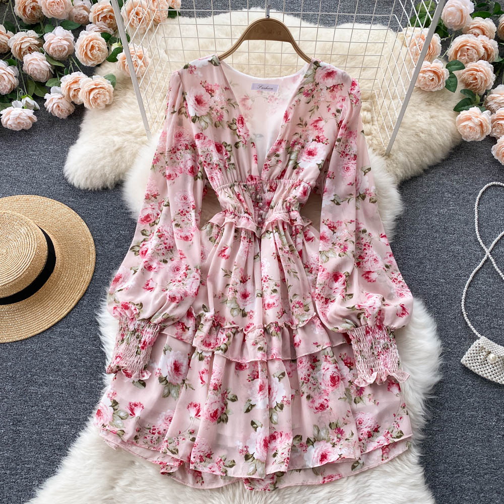 Lorelei V Neck Ruffle Dress