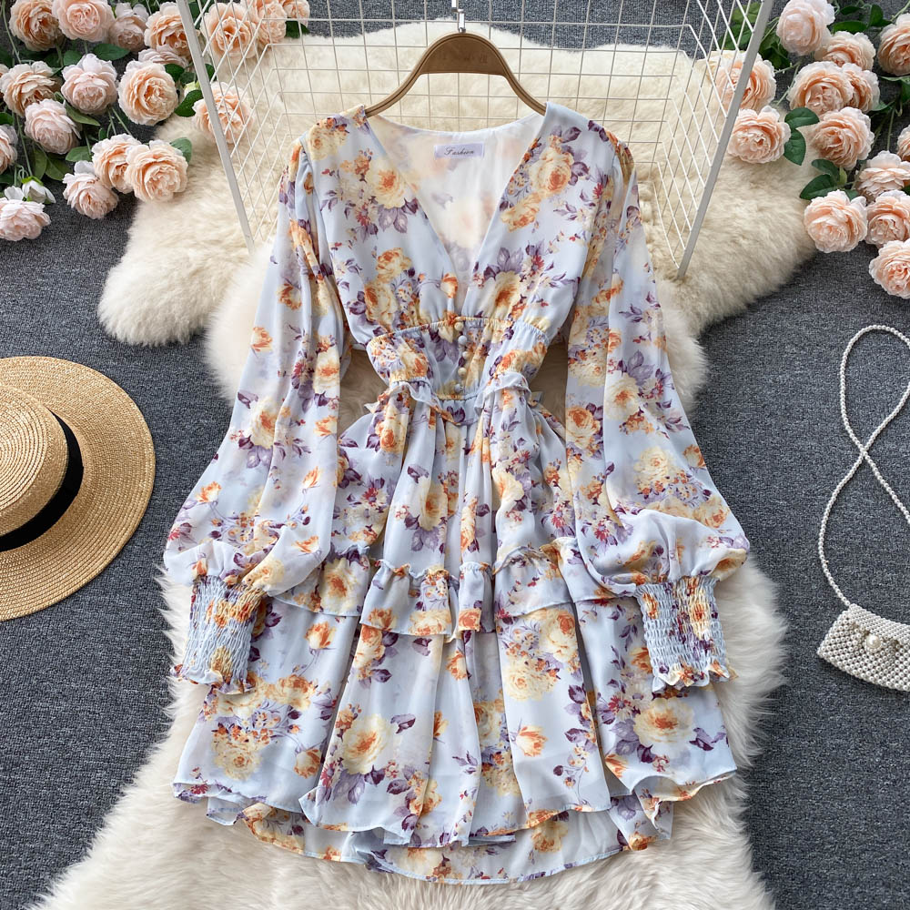 Lorelei V Neck Ruffle Dress
