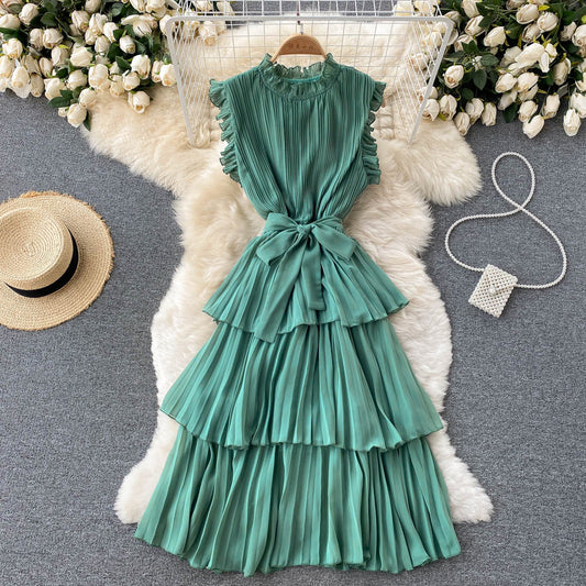 Lorelai Pleated Chiffon Dress