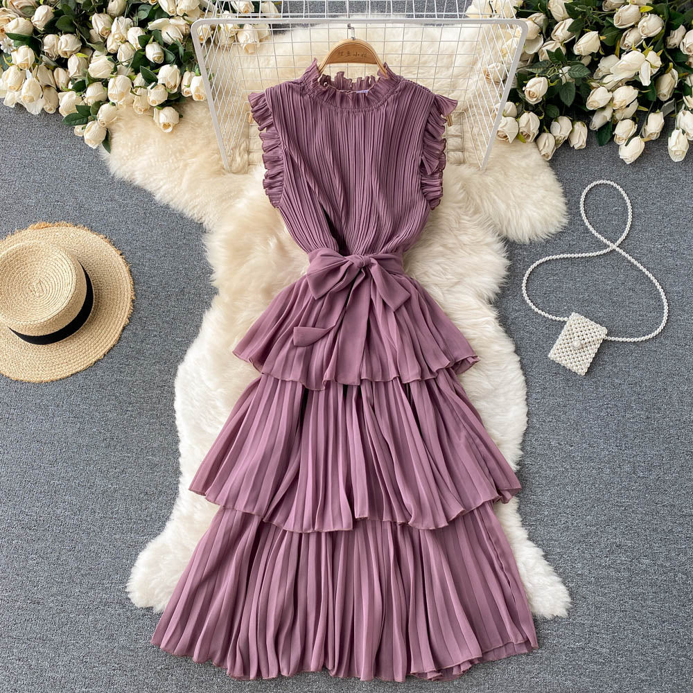 Lorelai Pleated Chiffon Dress