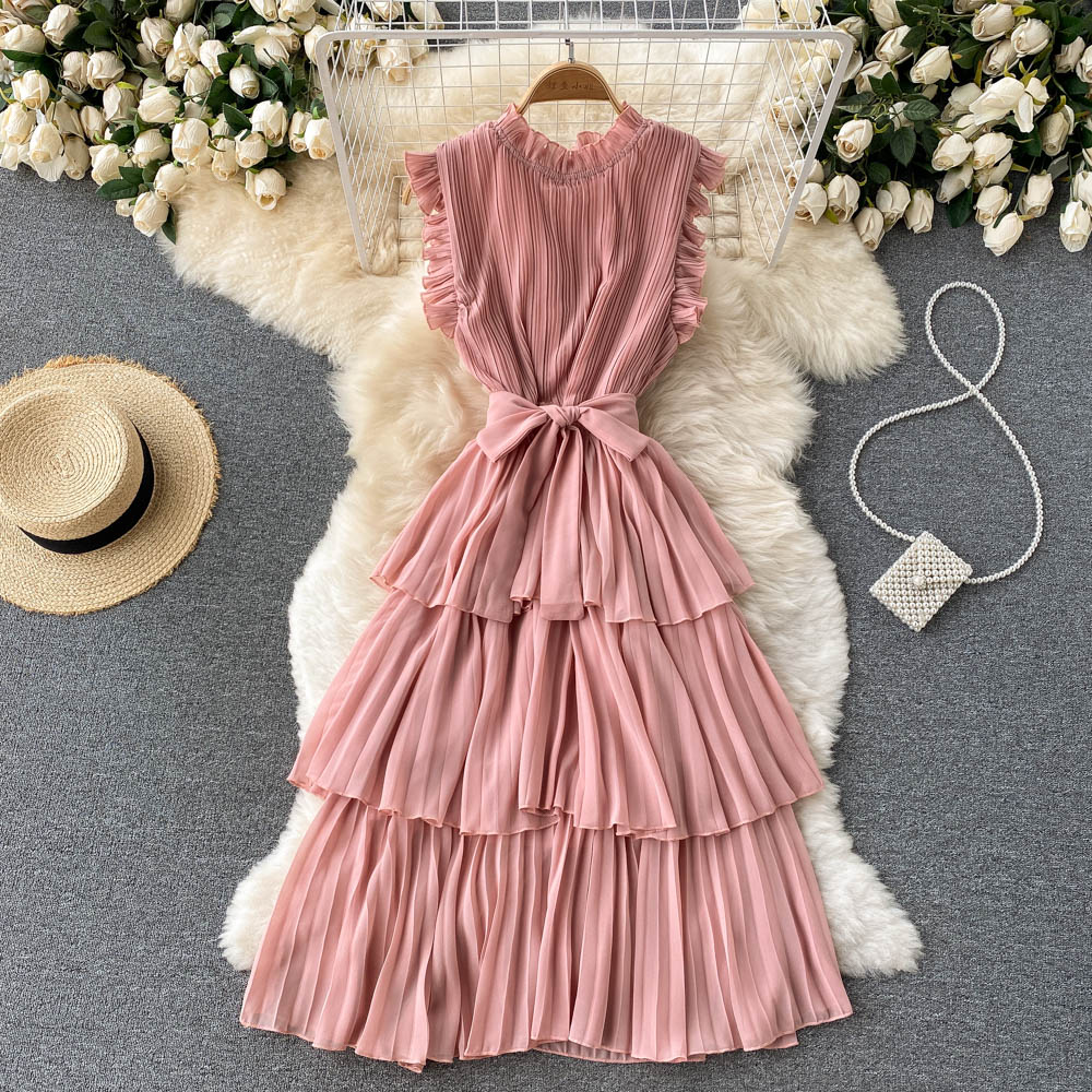 Lorelai Pleated Chiffon Dress