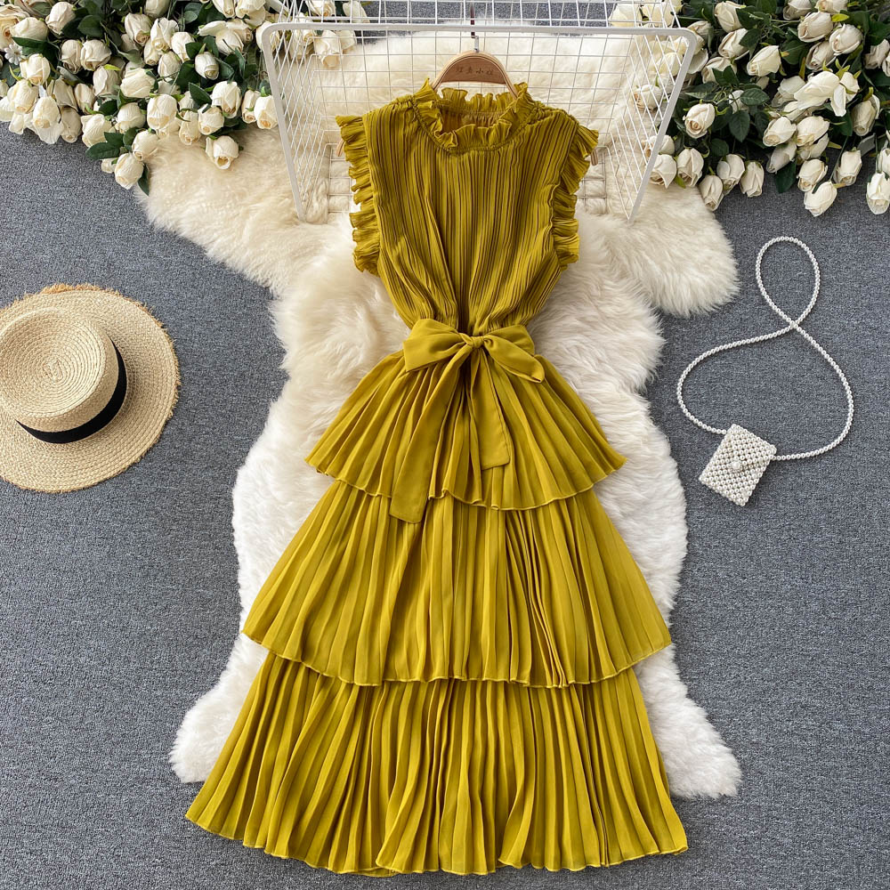 Lorelai Pleated Chiffon Dress