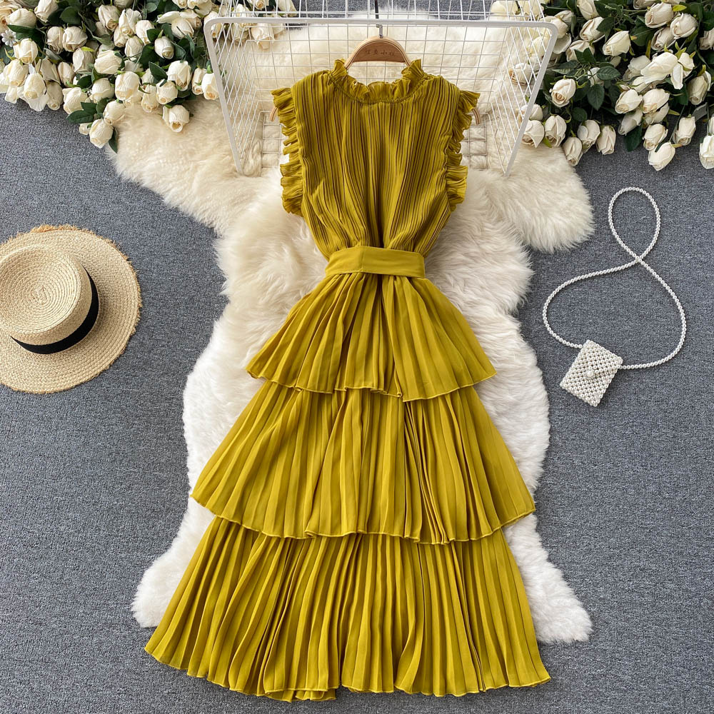 Lorelai Pleated Chiffon Dress