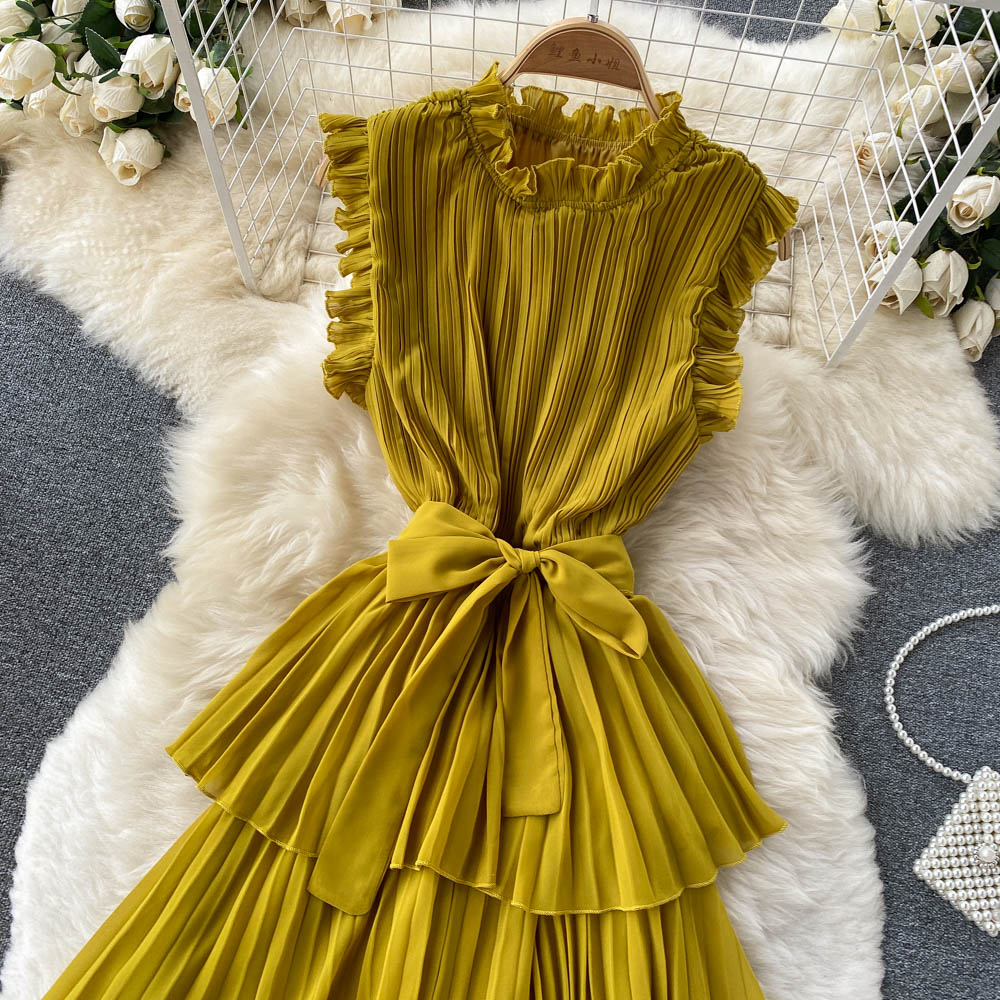 Lorelai Pleated Chiffon Dress