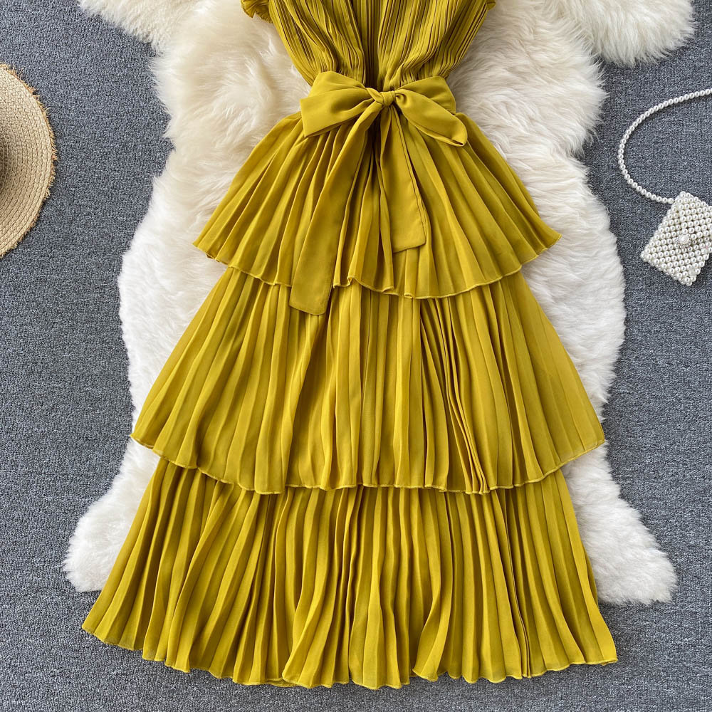 Lorelai Pleated Chiffon Dress
