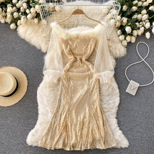 Scarlett Off-Shoulder Sequin Dress