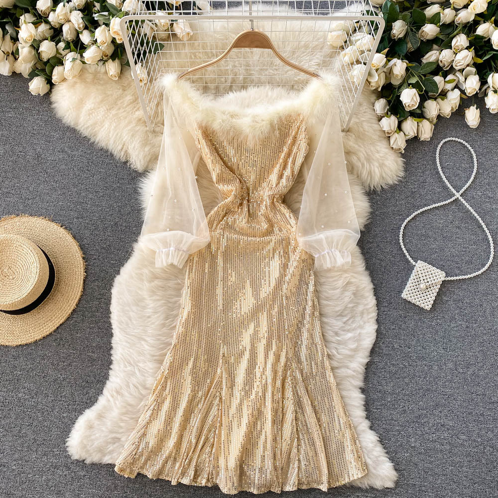 Scarlett Off-Shoulder Sequin Dress